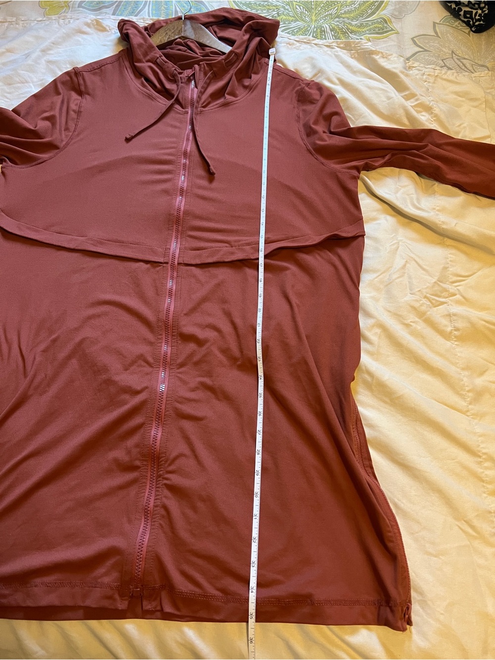 Women’s Long Sleeve Hooded Zip Dress in Rust - Picture 4 of 9